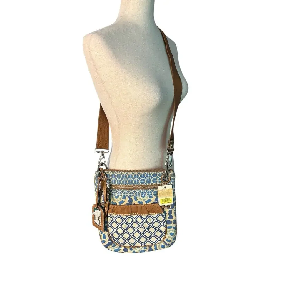 Fossil Crossbody Canvas With Leather Trim Boho 11